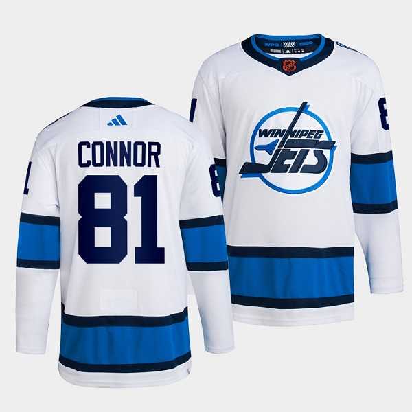 Mens Winnipeg Jets #81 Kyle Connor White 2022 Reverse Retro Stitched Jersey Dzhi->winnipeg jets->NHL Jersey